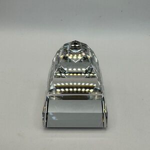 Swarovski clear pyramid crystal paperweight. Small chip.